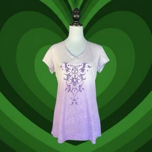 Earth Yoga Purple Ombré Burnout Graphic Print Short Sleeve Tee Shirt Size XL